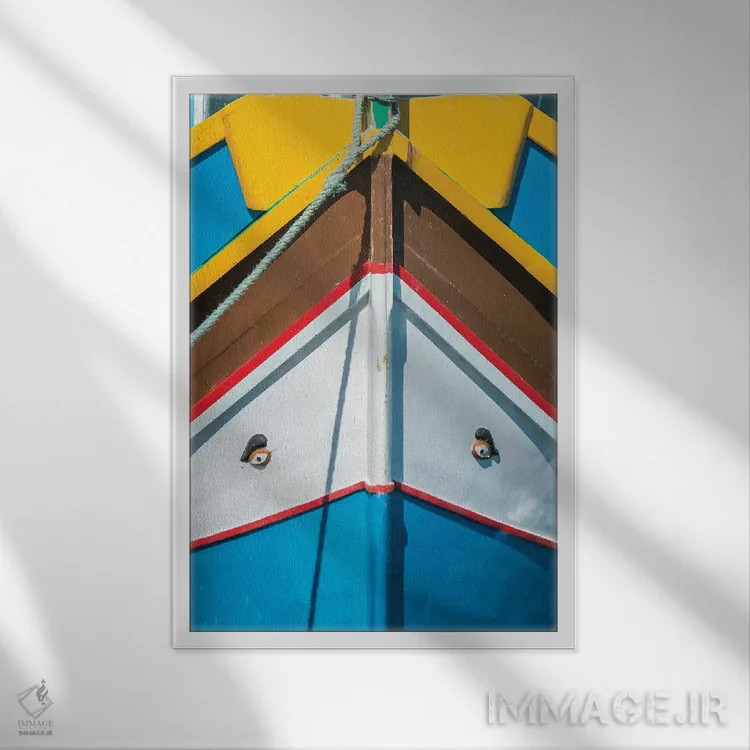تابلو دکوراتیو Marsaxlokk, Traditional Fishing Boat Detail II,مالت، مرزاکسلوک… اثر راب تیلی - نمای قابدار سفید