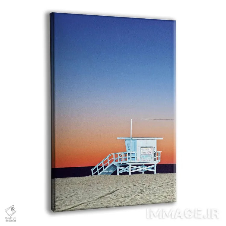 تابلو دکوراتیو Santa Monica Beach, Santa Monica, California, USA,کلبه نجات غر… اثر راب تیلی - نمای پرسپکتیو محصول