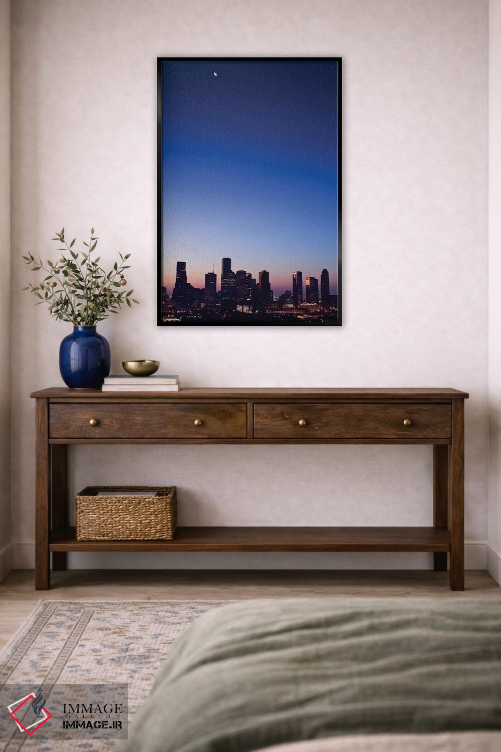 تابلو دکوراتیو Crescent Moon Over Houston,تگزاس، هلال ماه بر فراز هیوستون اثر راب تیلی - D4B