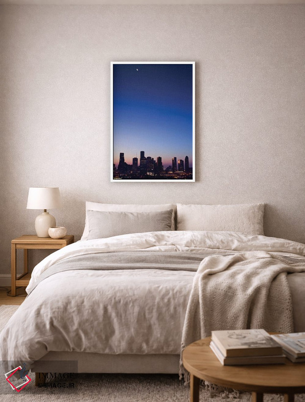 تابلو دکوراتیو Crescent Moon Over Houston,تگزاس، هلال ماه بر فراز هیوستون اثر راب تیلی - D5W