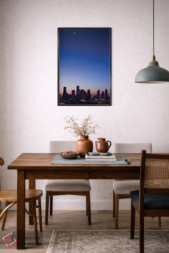 تابلو دکوراتیو Crescent Moon Over Houston,تگزاس، هلال ماه بر فراز هیوستون اثر راب تیلی - D6B