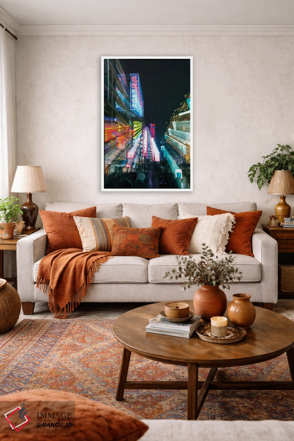 تابلو دکوراتیو Shanghai. Nanjing Road, neon sign blur.,چین، شانگهای. جاده نان… اثر راب تیلی - D2W