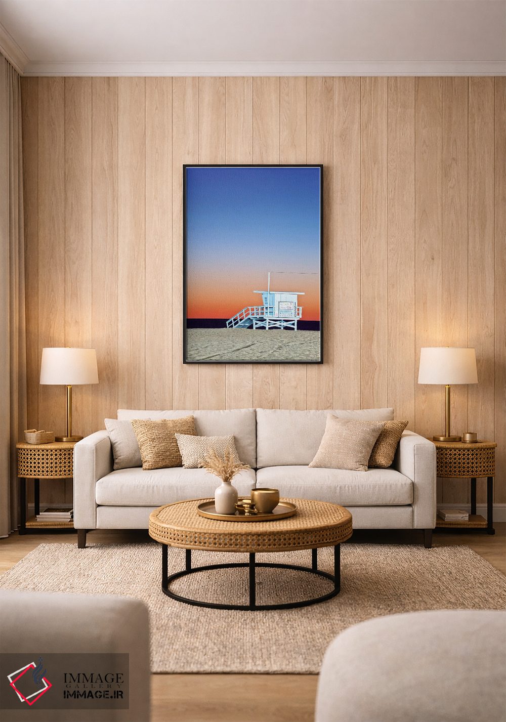 تابلو دکوراتیو Santa Monica Beach, Santa Monica, California, USA,کلبه نجات غر… اثر راب تیلی - D1B
