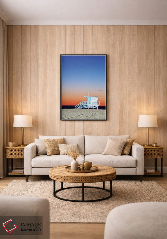 تابلو دکوراتیو Santa Monica Beach, Santa Monica, California, USA,کلبه نجات غر… اثر راب تیلی - D1B