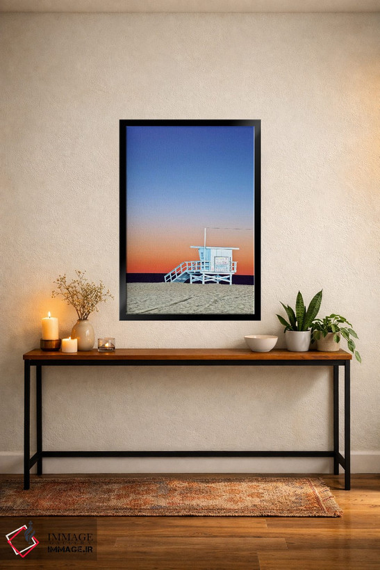 تابلو دکوراتیو Santa Monica Beach, Santa Monica, California, USA,کلبه نجات غر… اثر راب تیلی - D4B