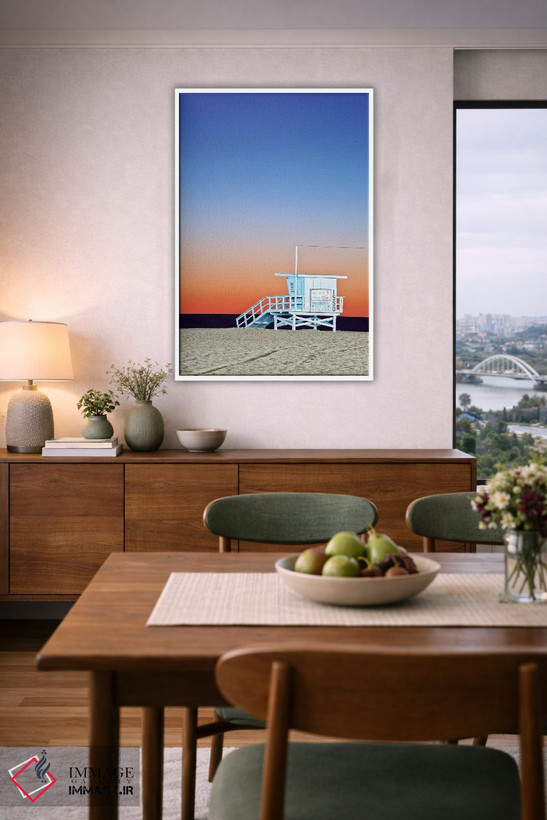 تابلو دکوراتیو Santa Monica Beach, Santa Monica, California, USA,کلبه نجات غر… اثر راب تیلی - D5W