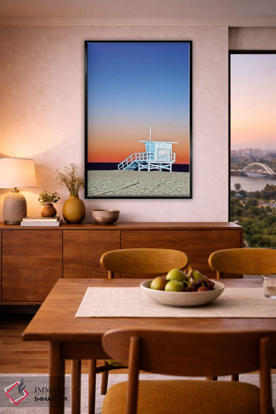 تابلو دکوراتیو Santa Monica Beach, Santa Monica, California, USA,کلبه نجات غر… اثر راب تیلی - D6B