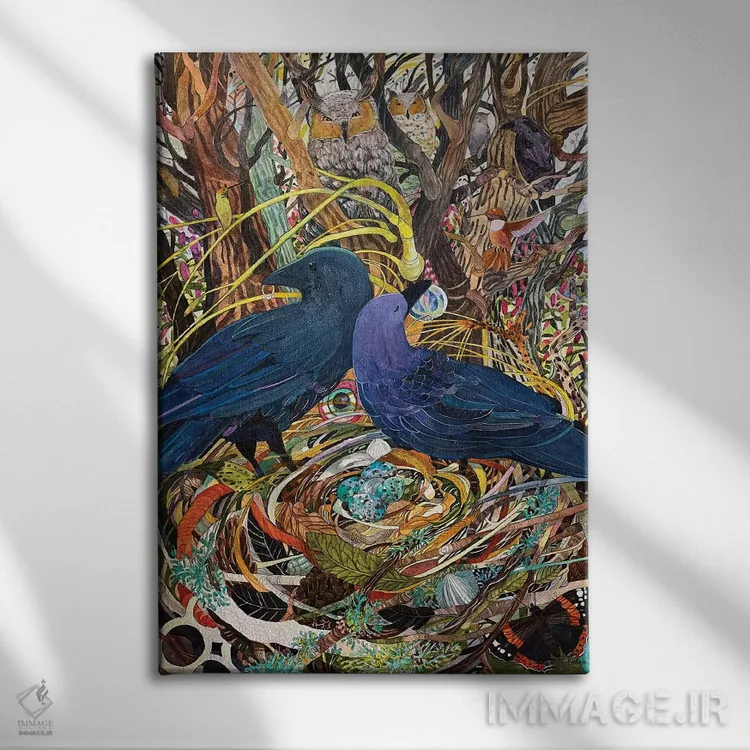 تابلو دکوراتیو آشیانه کلاغ ها اثر سوزان ئی. راوتلیج - نمای روبهرو روی دیوار
