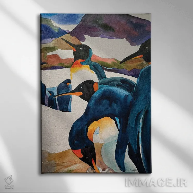 تابلو دکوراتیو نگهبانی پنگوئن ها اثر سوزان ئی. راوتلیج - نمای روبهرو روی دیوار
