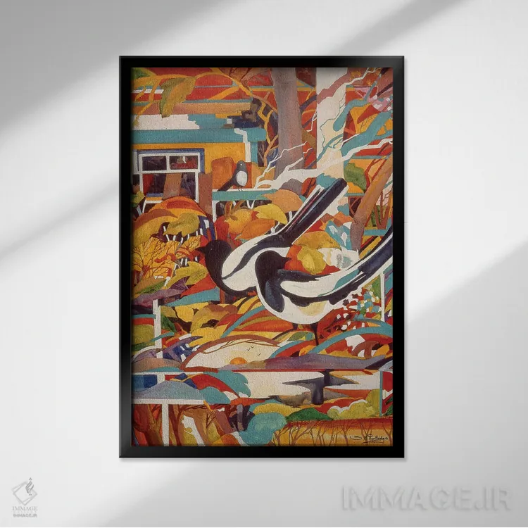 تابلو دکوراتیو کلاغ زاغی های تاوس اثر سوزان ئی. راوتلیج - نمای قابدار مشکی