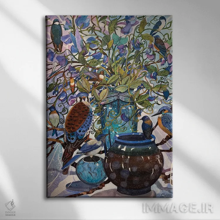 تابلو دکوراتیو آبی اثر سوزان ئی. راوتلیج - نمای روبهرو روی دیوار