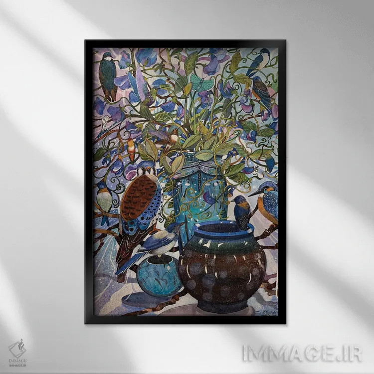 تابلو دکوراتیو آبی اثر سوزان ئی. راوتلیج - نمای قابدار مشکی