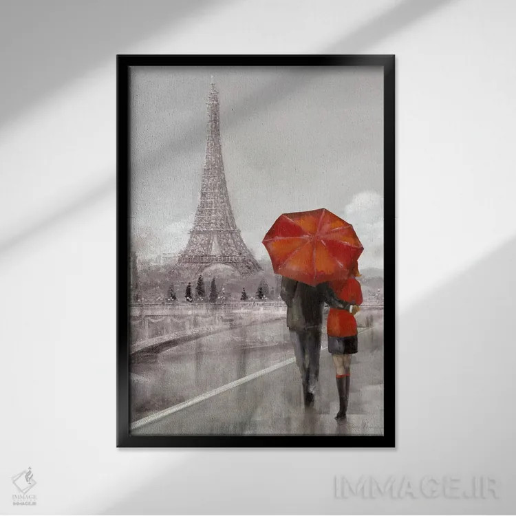 تابلو دکوراتیو زوج مدرن در پاریس اثر روئن منینگ - نمای قابدار مشکی