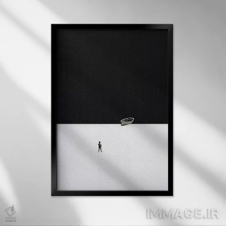 تابلو مینیمال لب ساحل اثر ریچارد وروجز - نمای قابدار مشکی