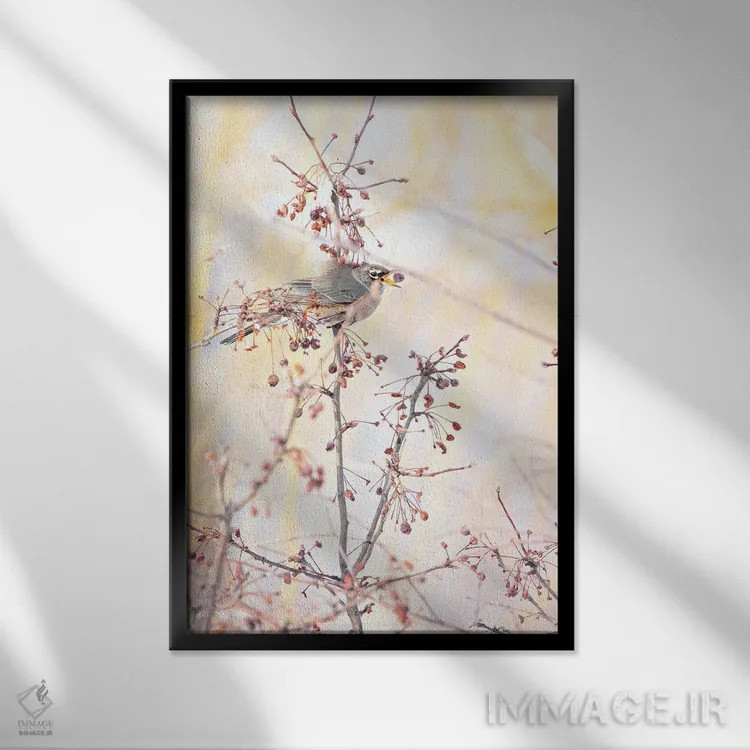 تابلو دکوراتیو توت ها برای صبحانه اثر روپا ساتون - نمای قابدار مشکی