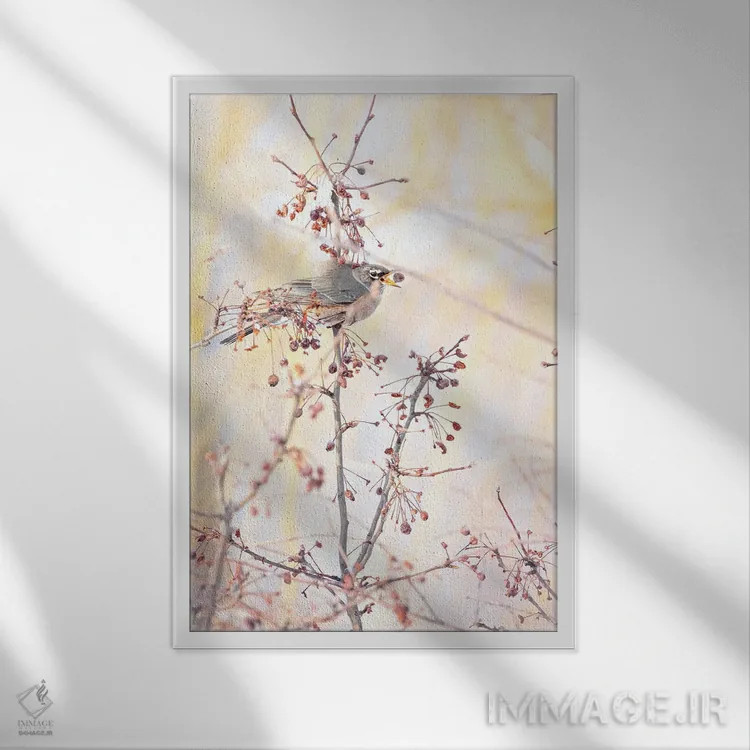 تابلو دکوراتیو توت ها برای صبحانه اثر روپا ساتون - نمای قابدار سفید