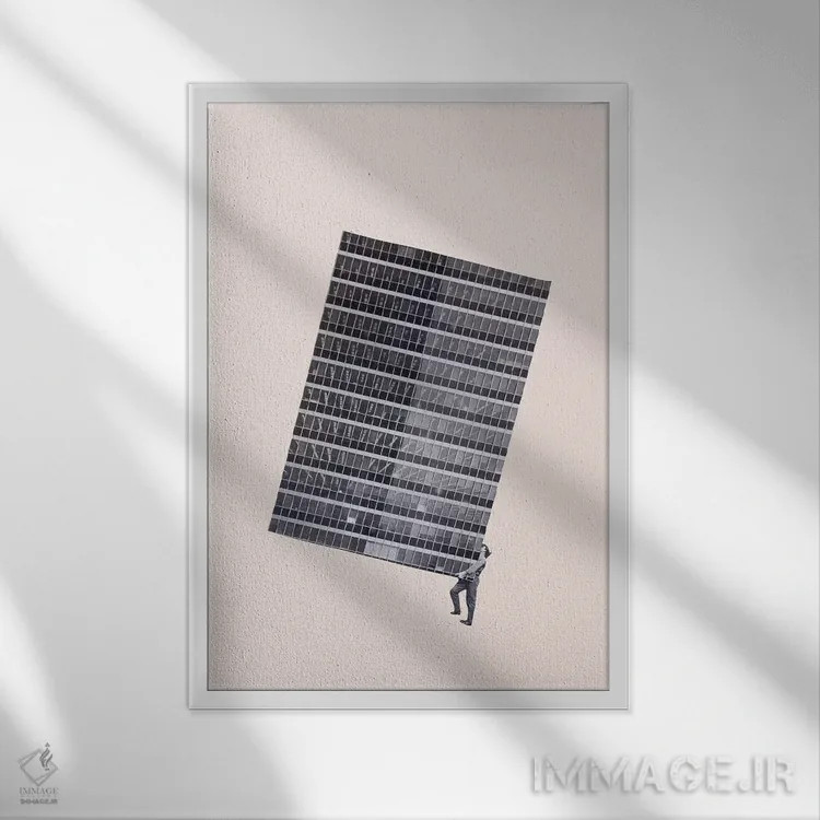 تابلو مینیمال وزن اثر ریچارد وروجز - نمای قابدار سفید