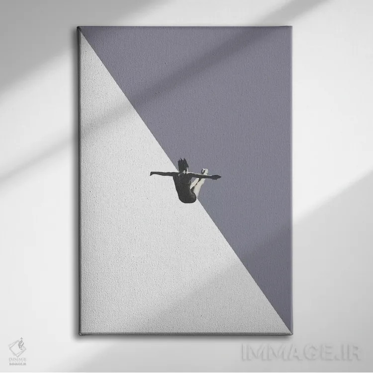 تابلو دکوراتیو غواص خاکستری اثر ریچارد وروجز - نمای روبهرو روی دیوار