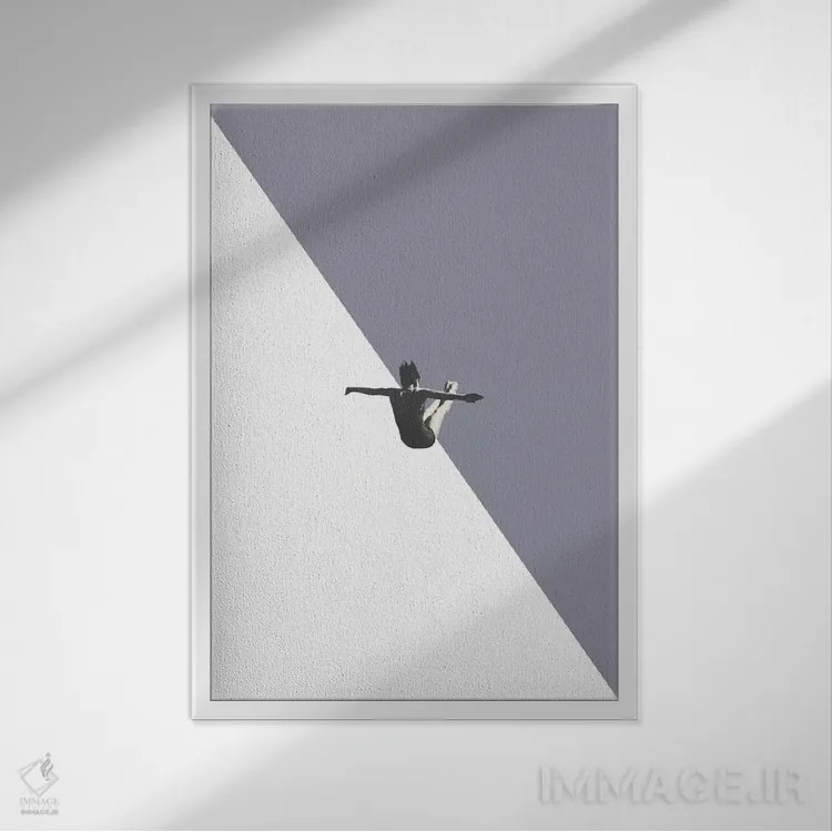 تابلو دکوراتیو غواص خاکستری اثر ریچارد وروجز - نمای قابدار سفید