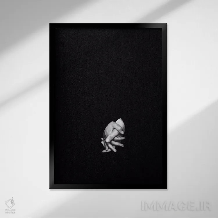 تابلو دکوراتیو دست در دست هم اثر ریچارد وروجز - نمای قابدار مشکی