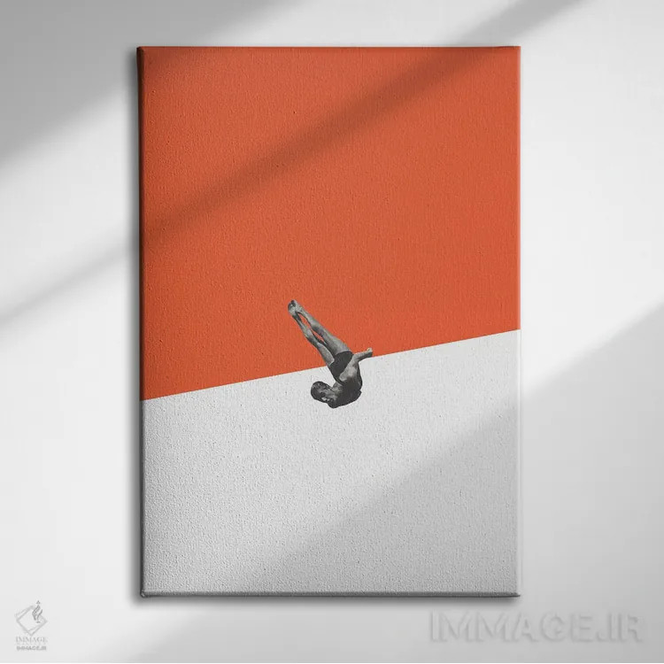 تابلو دکوراتیو غواص نارنجی اثر ریچارد وروجز - نمای روبهرو روی دیوار