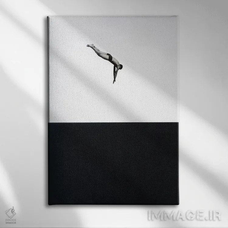 تابلو مینیمال شیرجه اثر ریچارد وروجز - نمای روبهرو روی دیوار