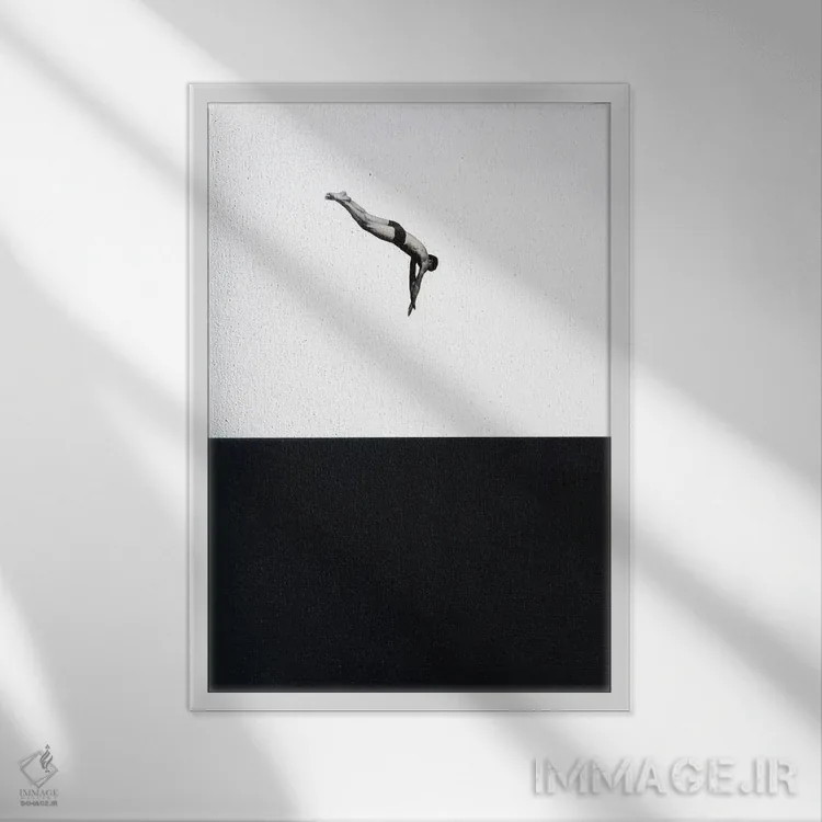 تابلو مینیمال شیرجه اثر ریچارد وروجز - نمای قابدار سفید