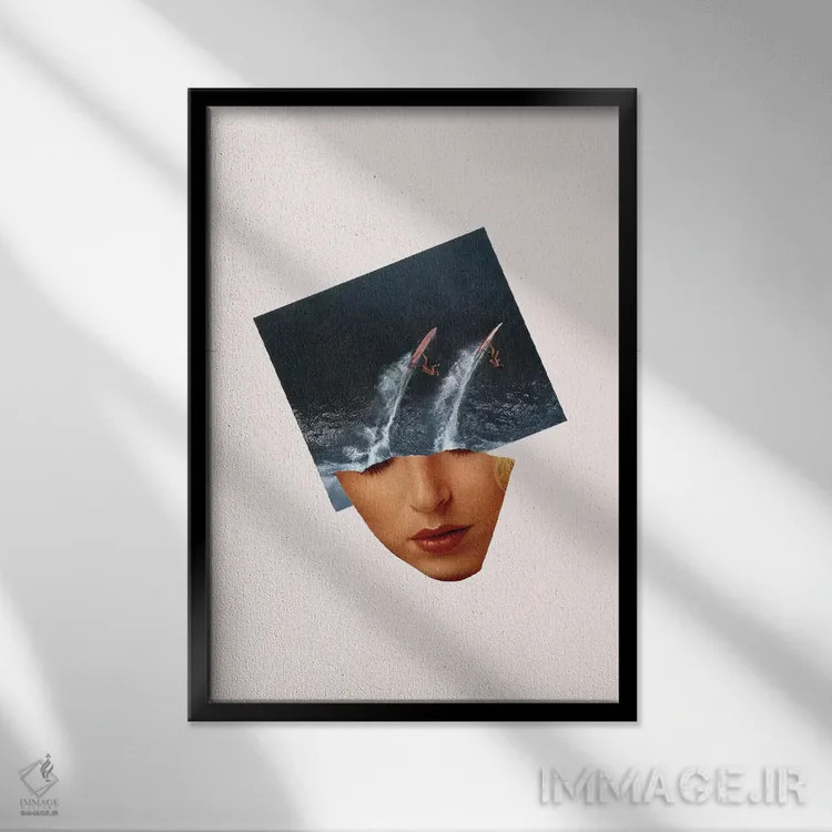 تابلو دکوراتیو موج سواری بالا می گیرد اثر ریچارد وروجز - نمای قابدار مشکی