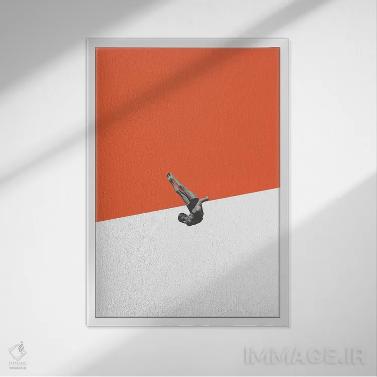 تابلو دکوراتیو غواص نارنجی اثر ریچارد وروجز - نمای قابدار سفید