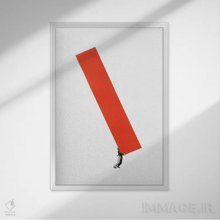 تابلو مینیمال ساخت و ساز سنگین اثر ریچارد وروجز - نمای قابدار سفید