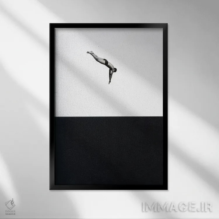 تابلو مینیمال شیرجه اثر ریچارد وروجز - نمای قابدار مشکی