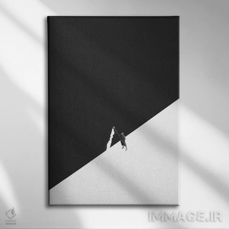 تابلو دکوراتیو سفید کاری یا شستشو با آب اثر ریچارد وروجز - نمای روبهرو روی دیوار