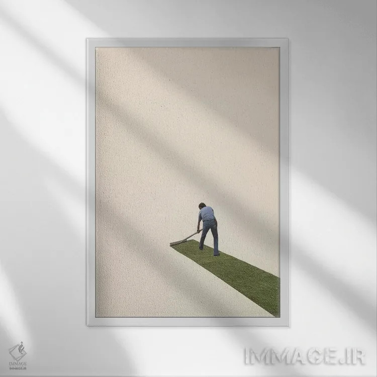 تابلو مینیمال باغبان اثر ریچارد وروجز - نمای قابدار سفید