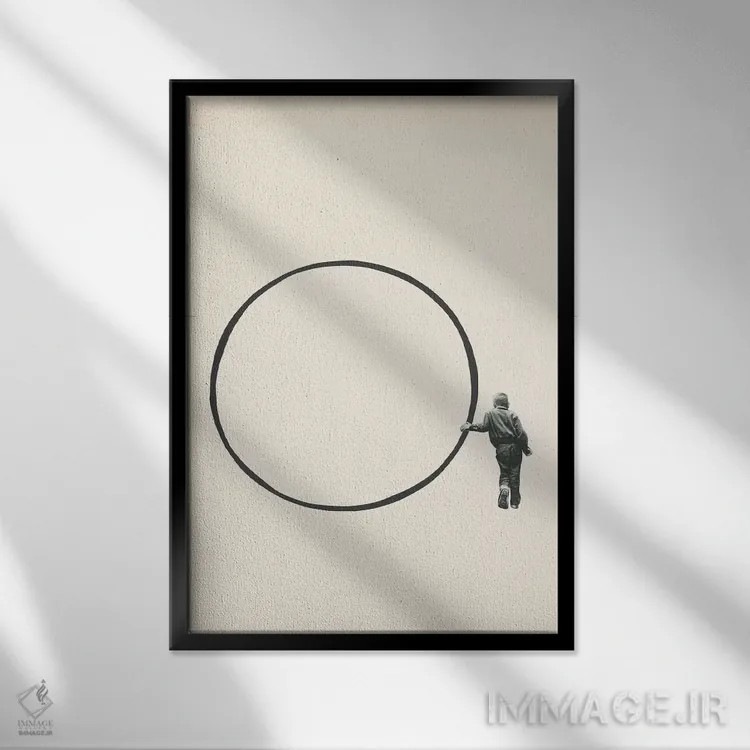 تابلو مینیمال بی خبر از جریان اثر ریچارد وروجز - نمای قابدار مشکی