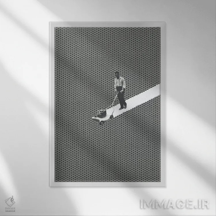 تابلو دکوراتیو خالق خطوط اثر ریچارد وروجز - نمای قابدار سفید