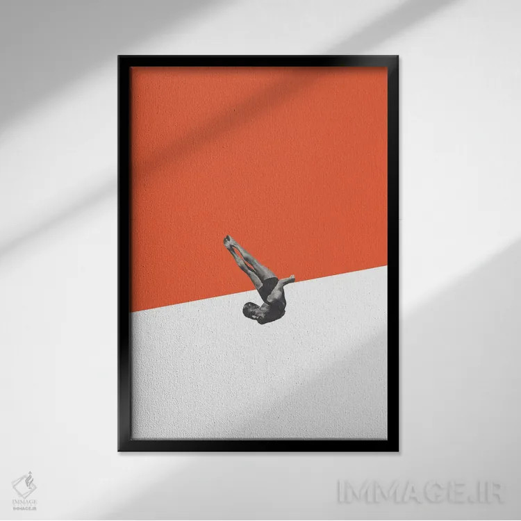 تابلو مینیمال غواص اثر ریچارد وروجز - نمای قابدار مشکی