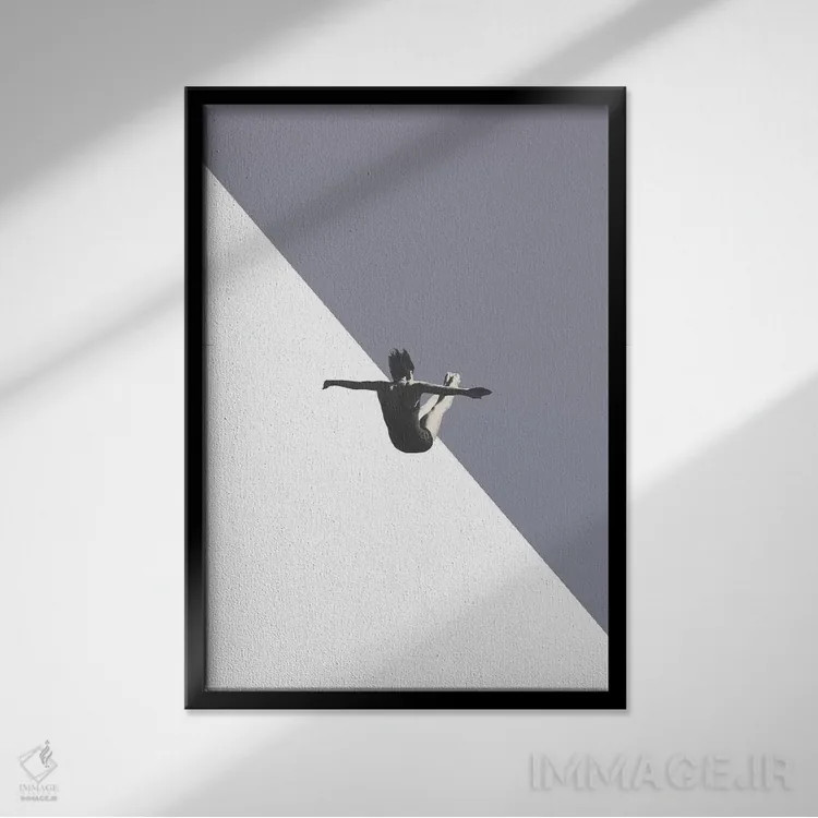 تابلو مینیمال غواص اثر ریچارد وروجز - نمای قابدار مشکی