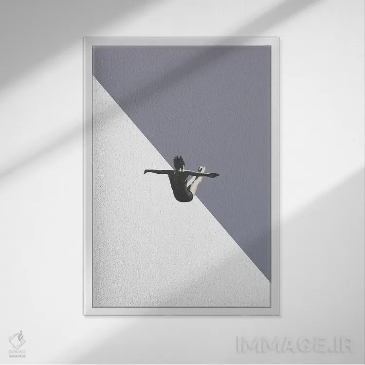 تابلو مینیمال غواص اثر ریچارد وروجز - نمای قابدار سفید