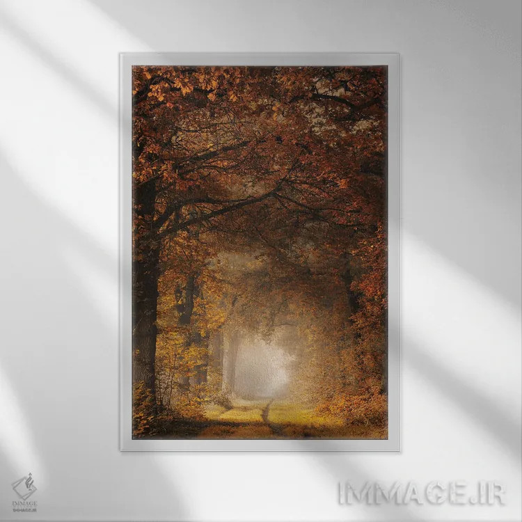 تابلو دکوراتیو در قاب پاییز اثر راب ویسر - نمای قابدار سفید