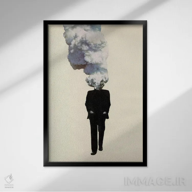 تابلو مینیمال آدم غیرقابل پیش بینی اثر ریچارد وروجز - نمای قابدار مشکی