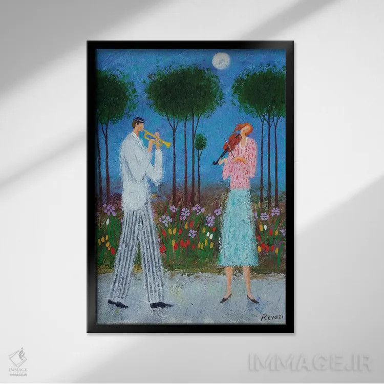 تابلو دکوراتیو موسیقی شبانه اثر گیا روازی - نمای قابدار مشکی