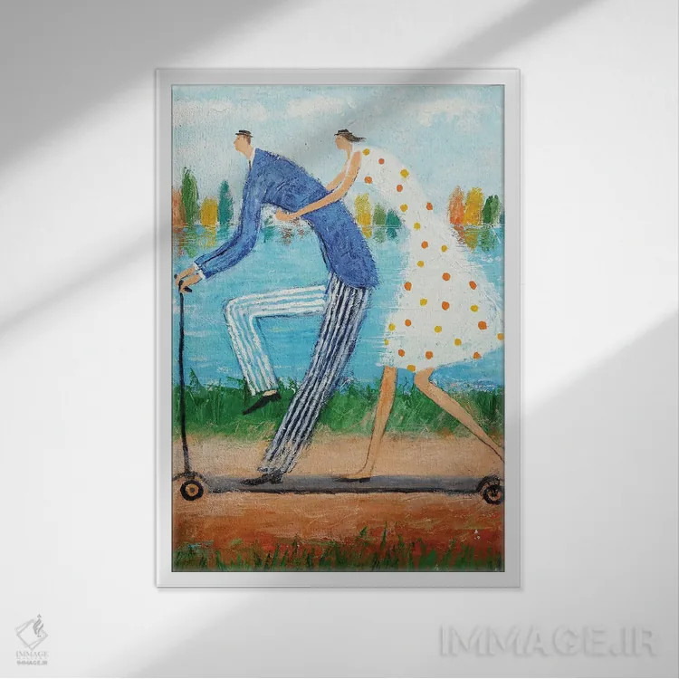 تابلو دکوراتیو بر روی اسکوتر اثر گیا روازی - نمای قابدار سفید