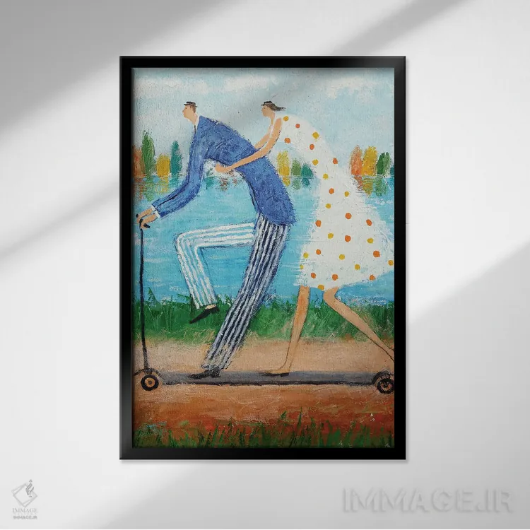 تابلو دکوراتیو بر روی اسکوتر اثر گیا روازی - نمای قابدار مشکی