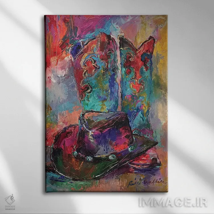 تابلو دکوراتیو چکمه هنری اثر ریچارد والیش - نمای روبهرو روی دیوار