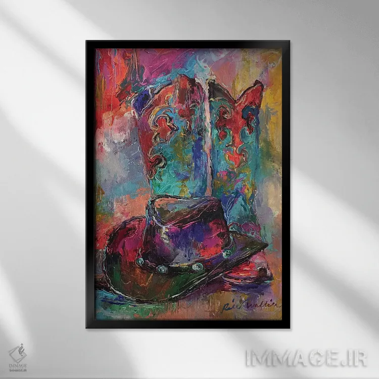 تابلو دکوراتیو چکمه هنری اثر ریچارد والیش - نمای قابدار مشکی