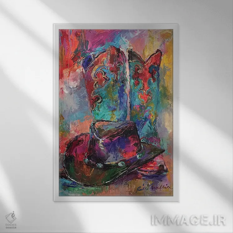 تابلو دکوراتیو چکمه هنری اثر ریچارد والیش - نمای قابدار سفید