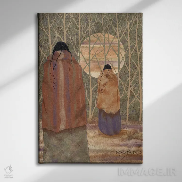 تابلو دکوراتیو ماه در جنگل ها اثر استودیو رورکس بریجز - نمای روبهرو روی دیوار