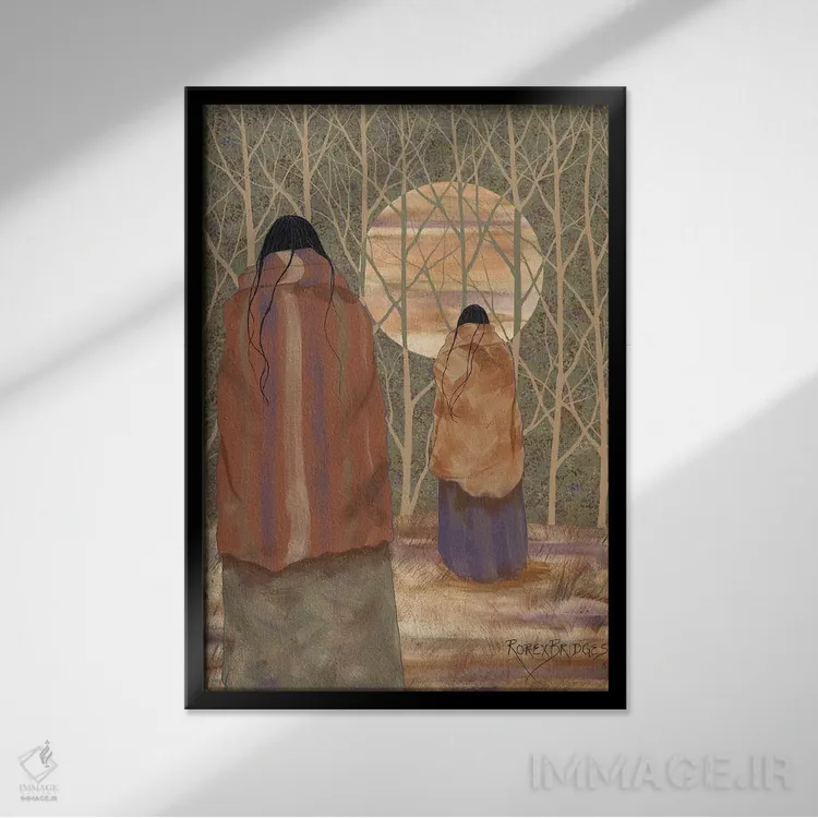 تابلو دکوراتیو ماه در جنگل ها اثر استودیو رورکس بریجز - نمای قابدار مشکی