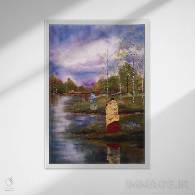 تابلو دکوراتیو آب های پاییزی اثر استودیو رورکس بریجز - نمای قابدار سفید