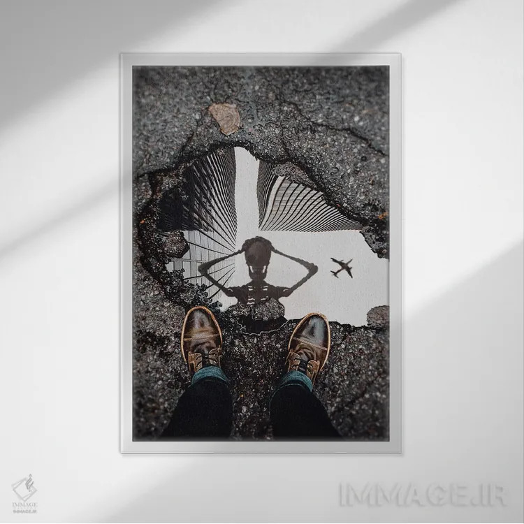 تابلو دکوراتیو گودال مرده اثر شاون رایکن - نمای قابدار سفید
